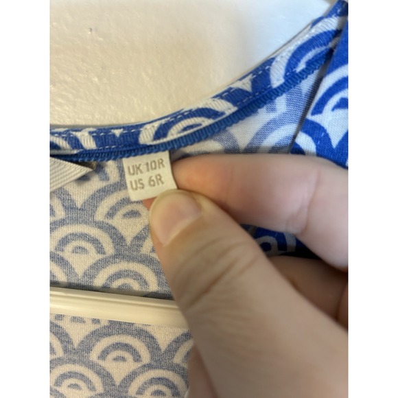 Boden Lola Jersey Dress Sz 6R Blue And White Knee Length Pockets Beach - Picture 4 of 10
